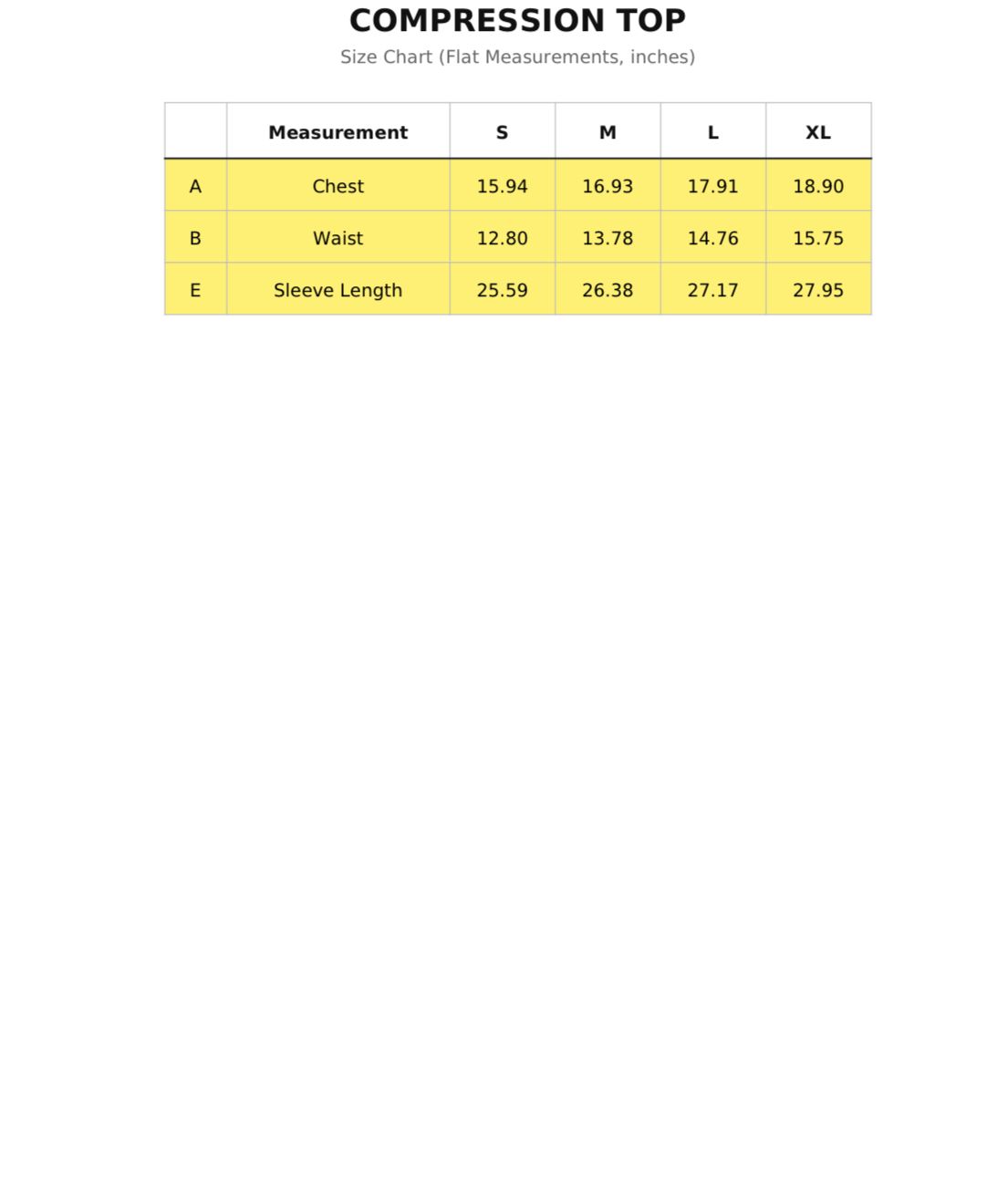 Dragon Slayer Compression, Black design size chart in inches