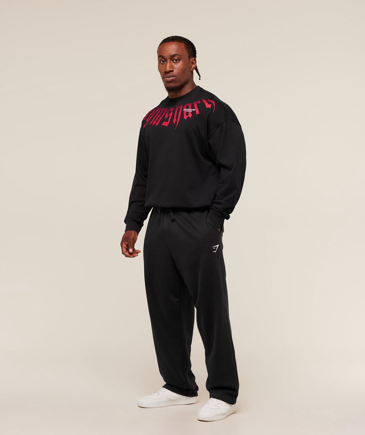 Gymshark Fade Graphic Long Sleeve, GS black, front view