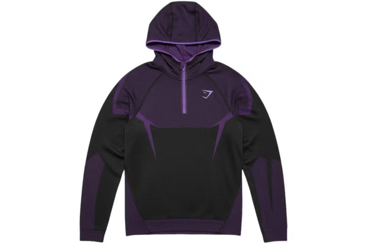 Gymshark Onyx 5.0 Seamless Hoodie, Athletic purple / Black, front view